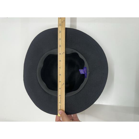 Madden Girl Women Black Wool Floppy Brim Hat One Size Brown Twisted Belt - Picture 11 of 12